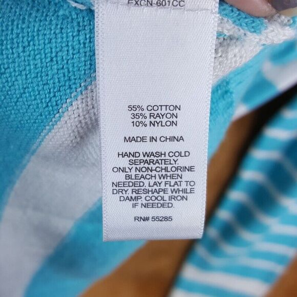 EXPRESS Womens Sweater Small Blue Pullover Crew White Stripe Stretch Knit - Picture 4 of 7